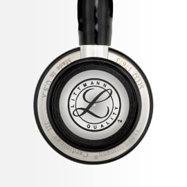 Close-up showing the pediatric diaphragm of a 3M Littmann Cardiology III Stethoscope with the Littmann seal